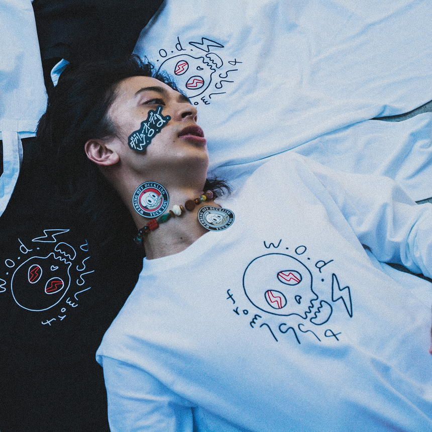 Skull Long Sleeve T-Shirt -Embroidery-