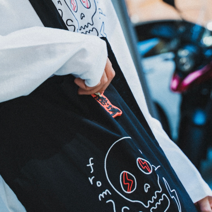 Skull Tote Bag -Embroidery-